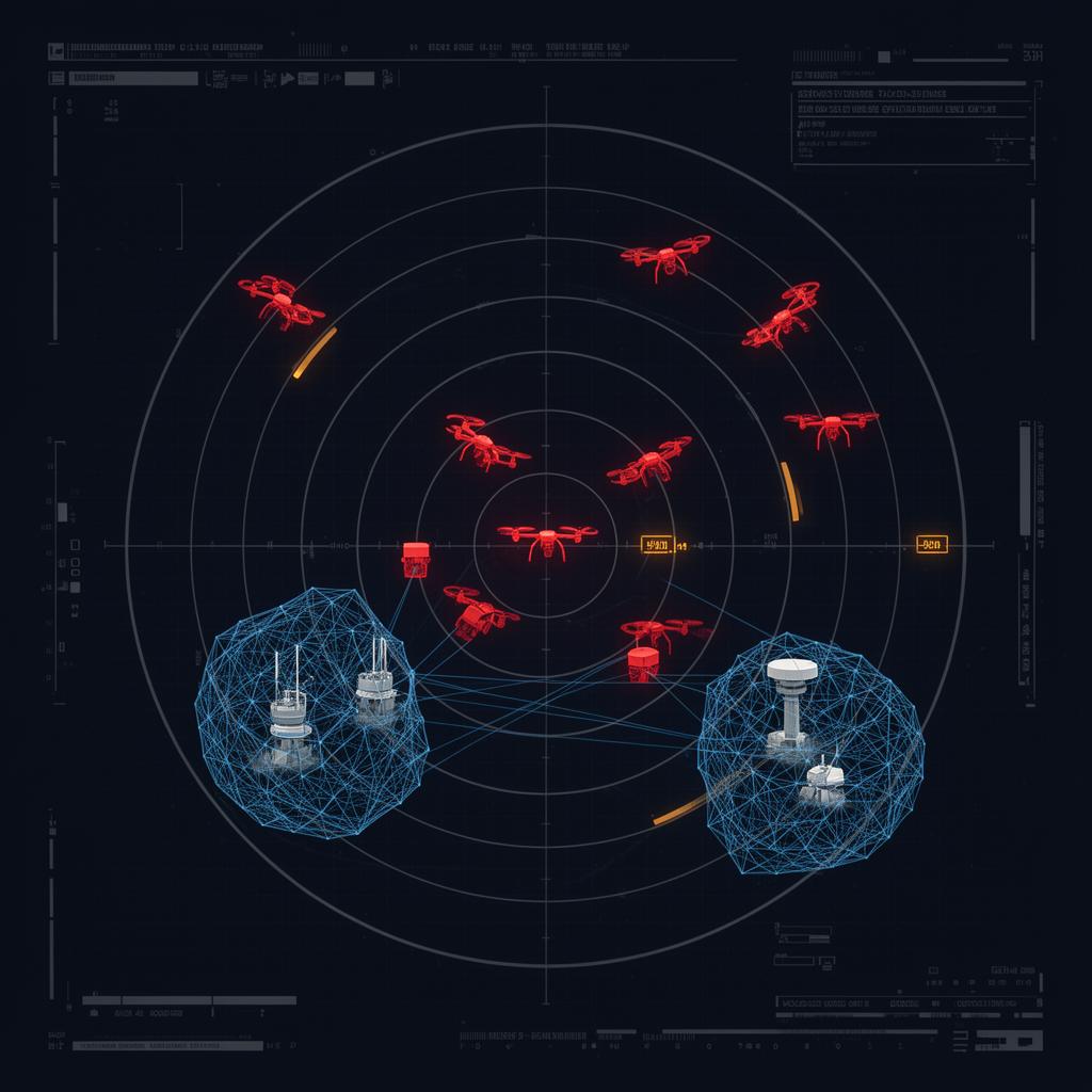 Mesh sensor network tracking multiple drone targets